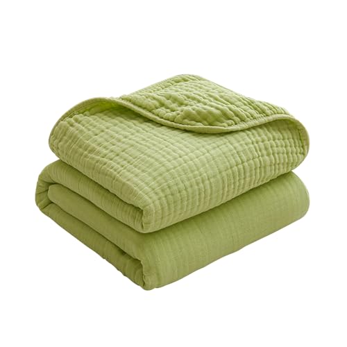 DEZYPZAM Tagesdecke 100% Baumwolle | Leichte, Atmungsaktive Sommerdecke für Erwachsene & Baby | als Kuscheldecke, Bettüberwurf, Couch-Überwurf (GrüN,200x230cm) von DEZYPZAM