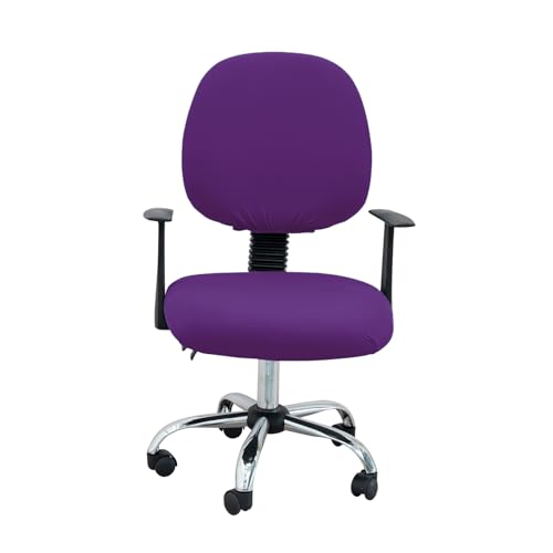 DEZYPZAM Universal Bürostuhlbezug Stretch | Elastischer Sitz- und Rückenlehnenbezug (2-teilig) | Abnehmbare Hussen für Drehstühle, Computer- und Office-Stühle (Dunkelviolett,6 Stück) von DEZYPZAM