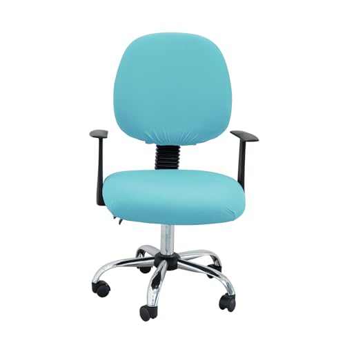 DEZYPZAM Universal Bürostuhlbezug Stretch | Elastischer Sitz- und Rückenlehnenbezug (2-teilig) | Abnehmbare Hussen für Drehstühle, Computer- und Office-Stühle (Himmelblau,6 Stück) von DEZYPZAM