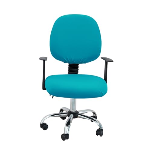 DEZYPZAM Universal Bürostuhlbezug Stretch | Elastischer Sitz- und Rückenlehnenbezug (2-teilig) | Abnehmbare Hussen für Drehstühle, Computer- und Office-Stühle (Pfauenblau,6 Stück) von DEZYPZAM