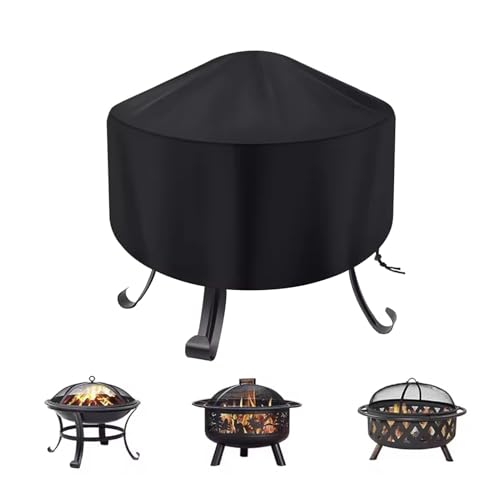 Feuerschalen-Abdeckung Rund, Schutzhülle für Feuerschale, Abdeckung Feuerschalen für Garten,Terrasse und Balkon, Outdoor Barbecue Staubschutz (Schwarz,76x58cm) von DEZYPZAM