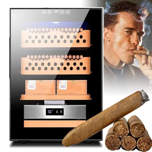50-Liter-Humidor (ca. 200–300 Stück), intelligenter elektronischer Humidor mit 1 Ablagefach und 2 Zigarrenkörben aus Zedernholz, mit Kühlung und Heizung,A von DEaThsalL
