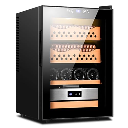 50-Liter-Zigarren-Humidor mit elektronischer Temperaturregelung und Zedernholz-Schublade, Fassungsvermögen 200–300 Zigarren, Geschenk für Männer,B von DEaThsalL