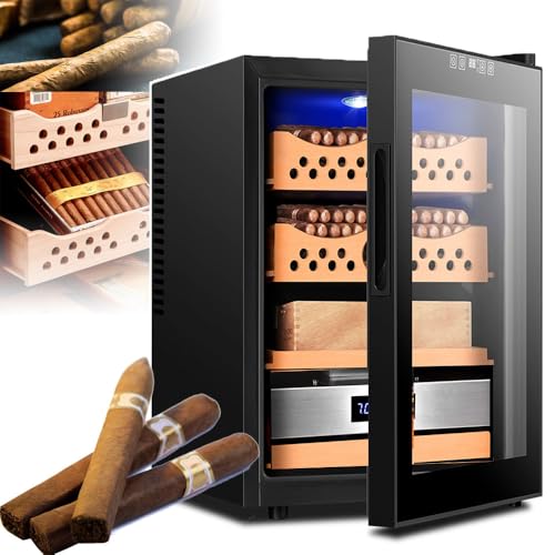 50-l-Humidor (ca. 200–300 Stück), elektronischer Humidor mit großem, mit 1 Ablagefach und 2 Zedernholzkörben, Temperaturbereich: 11–18 °C,A von DEaThsalL