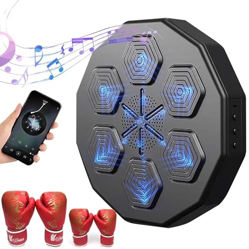An Der Wand Montierter Musikboxer, Trainingsziel FüR Sensible Reaktionen Beim Boxen, Bluetooth-Verbindung/Stereo-Sound, FüR Kinder Und Erwachsene Im Fitnessstudio Zu Hause,Adult+KidsGloves von DEaThsalL
