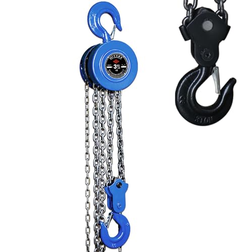 DEaThsalL 1/2/3 Ton Kettenblock, Rostfreier Runder Reed-Kettenblock, 2,5 M HubhöHe, Mit Zwei Haken, Zum Heben Und Traktion Im Bauwesen,1ton-6M von DEaThsalL