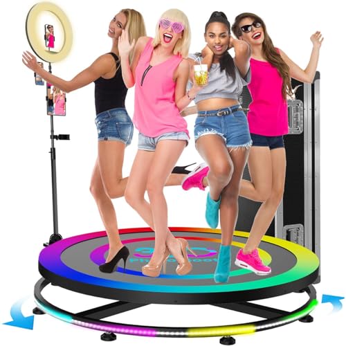 DEaThsalL 360°-Fotokabine, Rotierende Selfie-Plattform In Zeitlupe, Mit Ringlicht (3 Farben / 10 Helligkeitsstufen), Einstellbare Geschwindigkeit/Buntes Dimmen, FüR Veranstaltungen/Partys,80CM(32") von DEaThsalL
