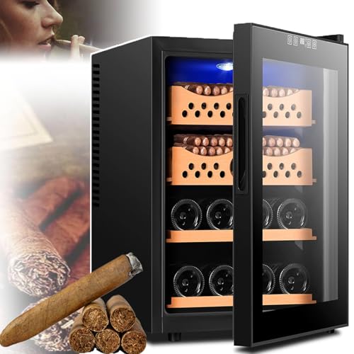 DEaThsalL Intelligenter 50-l-Zigarrenhumidor, großer Zigarrenschrank aus Zedernholz mit Zwei Ablagefächern und Zwei Zigarrenkörben, Temperaturregelung: 11–18 °C,B DEaThsalL Intelligenter 50-l-Zigarrenhumidor, großer Zigarrenschrank aus Zedernholz mit Zwei Ablagefächern und Zwei Zigarrenkörben, Temperaturregelung: 11–18 °C,B von DEaThsalL