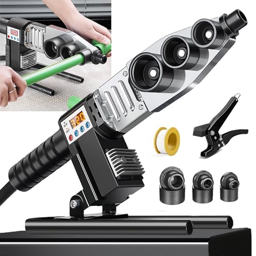 DEaThsalL Kunststoffrohr-Schweißgerät,Digitalanzeige PE/PB/PPR (20-63 mm) Rohrschweißgerät, 100-320 ℃ einstellbar, Antiblockiermatrize,Upgrade-Fuß U-förmige Halterung, Verbrühungsschutzlinie,#32 von DEaThsalL