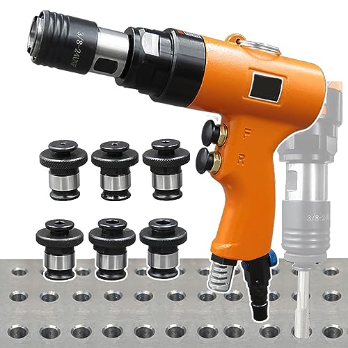 DEaThsalL Pneumatische Gewindeschneidmaschine, Mit 6 Spannzangen (M3-M12), Selbstsichernder Kopf, Einstellbare Geschwindigkeit, Mehrzweckbohrer Zum Bohren/Gewindeschneiden von DEaThsalL
