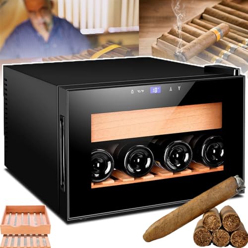 Intelligenter Zigarrenhumidor (70 W) Temperaturbereich 11–18 °C 25 l Fassungsvermögen Fassungsvermögen 150 Zigarren 2 Ebenen.Geschenk für Männer zum Vatertag,Black-B von DEaThsalL