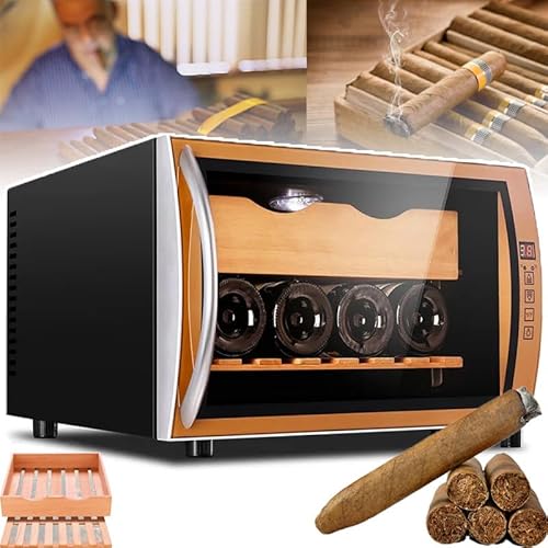 Intelligenter Zigarrenhumidor (70 W) Temperaturbereich 11–18 °C 25 l Fassungsvermögen Fassungsvermögen 150 Zigarren 2 Ebenen.Geschenk für Männer zum Vatertag,Gold-B von DEaThsalL