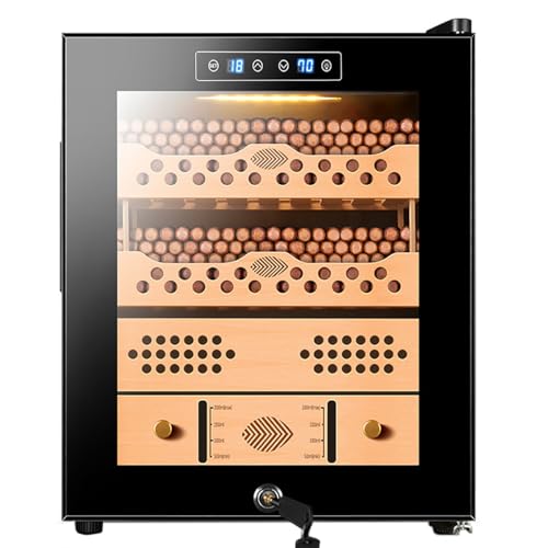 Zigarren-Humidor mit LED-Beleuchtung für 150 Zigarren, konstante Temperatur und Luftfeuchtigkeit, elektrischer Kühlschrank mit Zedernholzregal, Geschenk für Männer Zigarren-Humidor mit LED-Beleuchtung für 150 Zigarren, konstante Temperatur und Luftfeuchtigkeit, elektrischer Kühlschrank mit Zedernholzregal, Geschenk für Männer von DEaThsalL