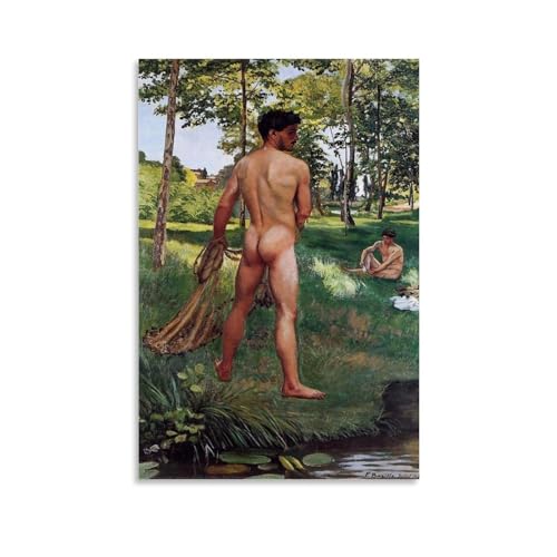 DEcter Frederic Bazille Kunstwerk "Der Fischer mit einem Netz", Poster, Wandkunst, Gemälde, Leinwand, Geschenk, Wohnzimmer, Drucke, Schlafzimmer, Dekoration, Kunstwerke, 50 x 75 cm von DEcter