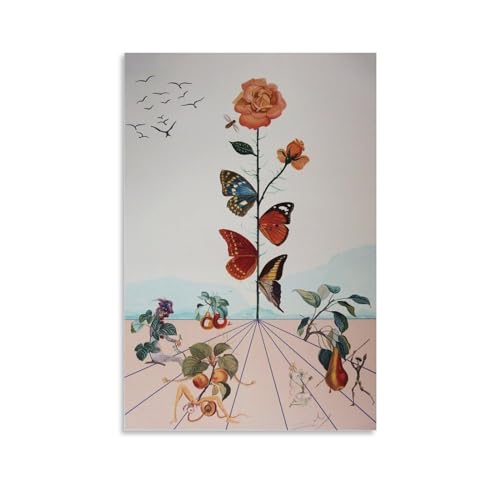 Kunstdruck auf Leinwand, Motiv: Schmetterlings-Gesicht von Salvador Dalí, Maler, Kunstwerk, dekorativ, Schlafzimmer, modernes Zuhause, 30 x 45 cm von DEcter