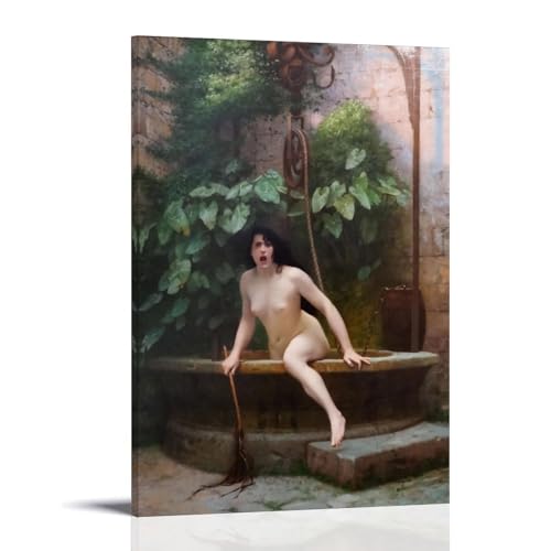 Kunstdruck auf Leinwand, Motiv: Truth Coming Out Of Her Well von Jean-Leon Gerome, 30 x 45 cm von DEcter