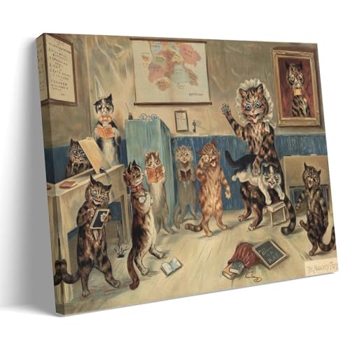 Louis Wain Maler-Poster, Motiv: The Naughty Cat von Louis Wain, Geschenk, Leinwand, Gemälde, Wandkunst, dekorativer Bilddruck, moderne Dekoration, 30 x 45 cm von DEcter