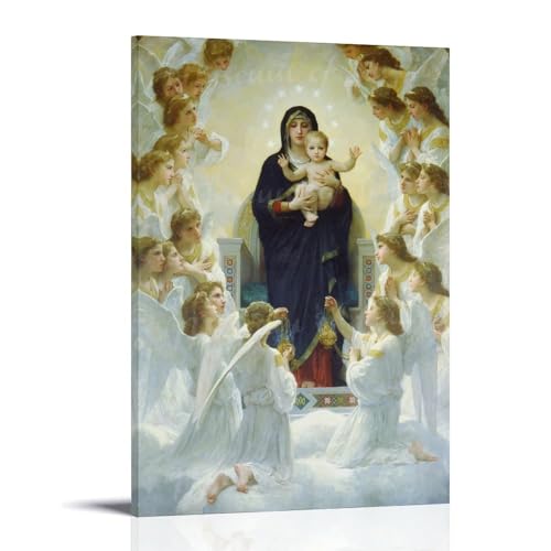 William Adolphe Bouguereau Painters' Works「Virgin With Angels Mary and Child Jesus」Printed Canvas Po Artworks Picture Print Wall Art Painting Canvas Gift Decor Homes Decorative 12x18inch(30x45cm) von DEcter