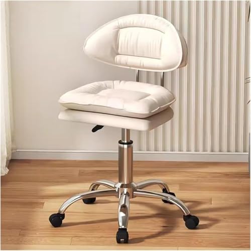 Bürostuhl, Computer, mittlere Rückenlehne, Schreibtisch mit Rollen, Leder mit Schwammsitz (weiß) von DFAEEKIYO