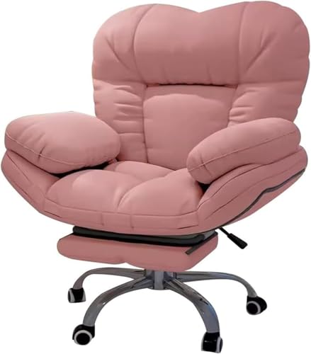 DFAEEKIYO Bürostuhl, Computer-Liegestuhl, Heimschreibtischstühle, Spiel-Rückenlehne, Lazy Sofa für Wohnzimmer, Gaming (Rosa mit Fußstütze) von DFAEEKIYO