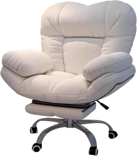 DFAEEKIYO Bürostuhl, Computer-Liegestuhl, Heimschreibtischstühle, Spiel-Rückenlehne, Lazy Sofa für Wohnzimmer, Gaming (beige mit Fußstütze) von DFAEEKIYO