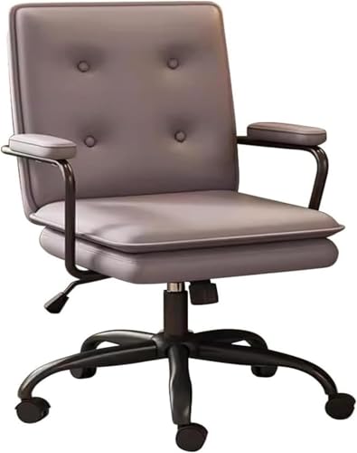 DFAEEKIYO Bürostuhl, Computerstuhl, hohe Rückenlehne, Lederarmlehne mit neigbarer Rückenlehne, Schreibtisch (dunkelgrau, schwarze Beine) von DFAEEKIYO