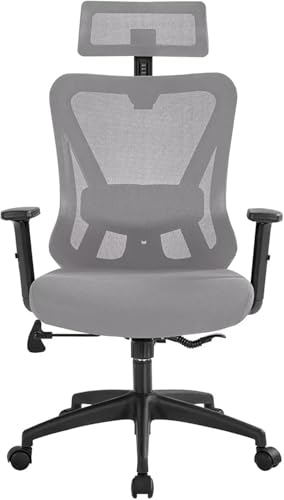 DFAEEKIYO Ergonomischer Bürostuhl mit hoher Rückenlehne aus Netzstoff mit verstellbarer Kopfstütze von DFAEEKIYO