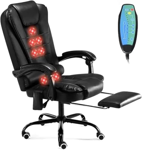 DFAEEKIYO Ergonomischer Massage-Bürostuhl mit 7-Punkt-Vibration, Kunstleder, hohe Rückenlehne, Chefsessel mit Komfort-Lendenwirbelsäule DFAEEKIYO Ergonomischer Massage-Bürostuhl mit 7-Punkt-Vibration, Kunstleder, hohe Rückenlehne, Chefsessel mit Komfort-Lendenwirbelsäule von DFAEEKIYO