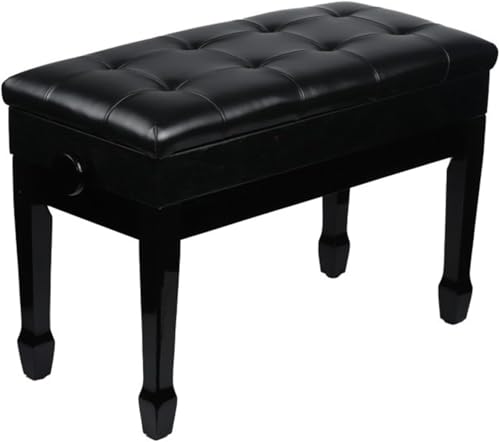 DFAEEKIYO Klavierhocker, Massivholz, Buchbox mit Stauraum, höhenverstellbare Sitzbank, kann von Kindern/Jugendlichen/Erwachsenen verwendet werden (schwarz) von DFAEEKIYO