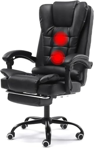 DFAEEKIYO Verstellbarer Chefsessel, Massage, Bürostuhl, hohe Rückenlehne, Leder, ergonomisch, drehbar, Fußstütze von DFAEEKIYO