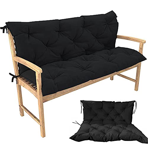 DFANCE Bankauflage mit Rückenlehne,Gartenbank Sitzauflage,Kissen für Hollywoodschaukel,Polster Auflage Gartenbank,Lounger Gartenmöbel Patio Lounger Bank Polster,Schwarz,150x100CM/59x39IN von DFANCE