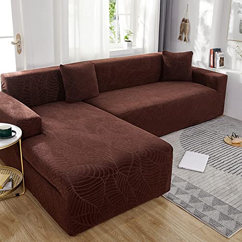 DFANCE Couchbezug L Form Elastischer Sofabezug Ecksofa 1 2 3 4 Sitzer Sofa Protector Wasserdicht(Not 100%) Couch überzug,Soft Thick Sofa Protector für Sektionssofa,Braun,4 seat (235~300cm) von DFANCE