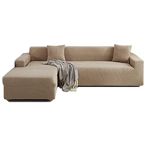 DFANCE Elastische Stretch Sofabezüge Bezug Eckcouch,Couchbezug L Form 1/2/3/4 Sitzer Ecksofa Elastisch Universal Couchbezug für Hunde Katze Elastische Jacquard Sofahusse,D,3 Seater 190~230cm von DFANCE