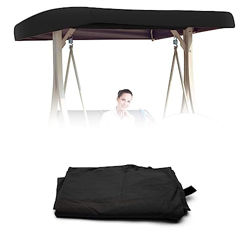 DFANCE Ersatz-Überdachung für Hollywoodschaukel, 2- oder 3-Sitzer-Größen, Universal Sonnendach,wasserdicht,Ersatzdach für Veranda Terrasse Garten,191 x 120 x 18/23cm(Color:Schwarz) von DFANCE