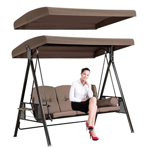 DFANCE Ersatzdach für Hollywoodschaukel,Ersatzdach Gartenschaukel 2 3-Sitzer,Wasserdicht und UV-Schutz Hollywoodschaukel Ersatz-Bezug Ersatzbezug Sonnendach(Size:3 Seater:198×125cm/79×49in) von DFANCE