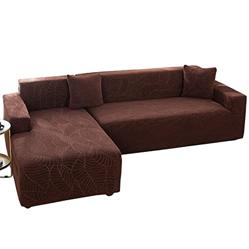 DFANCE Stretch Sofahusse Sofabezug 1 2 3 4 Sitzer Sofa Überwürfe L Form Eck Couch überzug Wasserdicht(Not 100%) Soft Thick Sofa Protector,rutschfeste Stretch Sofabezug,Braun,4 seat+4 seat von DFANCE