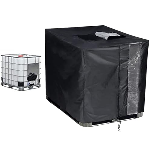IBC Tank Abdeckung,210D IBC Abdeckplane für Wassertank 800L/1000L/1200L IBC Container Anti-UV Schutzhülle IBC Tank Cover für IBC-Tank Behälter Container Regenwass(Size:800L 120*80*100cm,Color:Schwarz) von DFANCE