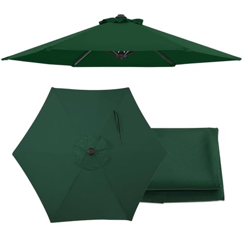 Sonnenschirm Ersatzbezug,200cm 250cm 270cm 300cm 6 Rippen, Abdeckung Gartenschirm Stoff Ersetzen Ersatz Bezug,Sonnenschirm Ersatzbezug Bespannung Baldachin Überdachu(Size:200cm/6.5FT,Color:Dunkelgrün) von DFANCE