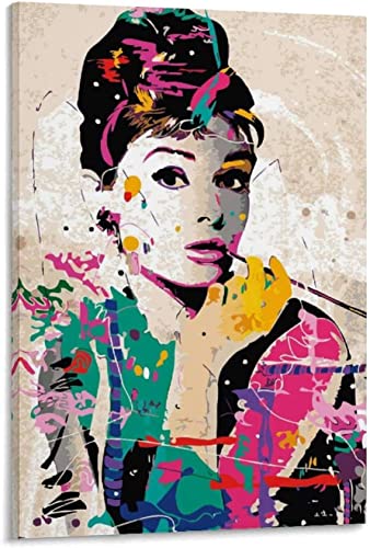 Audrey Hepburn Graffiti Kunstdruck Audrey Hepburn Porträt Leinwand Gemälde Wandkunst Fotos Moderne Street Art Poster Drucke Kunstwerk für Bar Home Decor Rahmenlos,60x80cm von DFBFMO