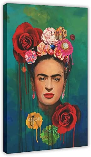Frida Kahlo Bild auf Leinwand Poster Wandkunst Dekor Druck Bild Gemälde Frauen Selbstporträt Leinwanddruck für Wohnzimmer Schlafzimmer Dekoration rahmenlos,50x75cm von DFBFMO
