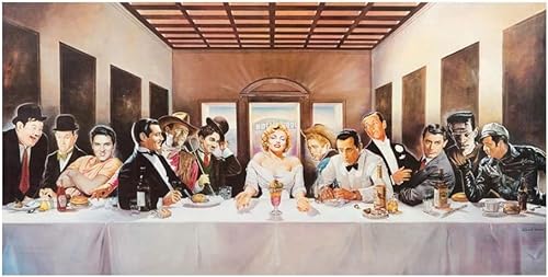 Hollywood Legenden Wandkunst Letztes Abendmahl Poster und Drucke Marilyns Monroes Leinwand Gemälde Wandbild Kunstwerk Für Wohnzimmer Dekoration Ungerahmt,40×80cm von DFBFMO