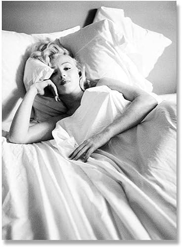 Leinwand Gemälde Pop Kultur Wand Kunst Marilyn Monroe Liegend Im Bett Retro Poster Bild Leinwanddruck Schlafzimmer Wohnzimmer Home Dekoration Unframed,40x60cm von DFBFMO