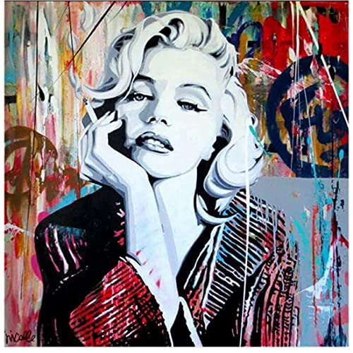 Marilyn Monroe Banksy Graffiti Leinwand Gemälde Druck Modernes Haus Wand Kunst Nordisches Wohnzimmer Dekoration Bild Marilyn Monroe Wanddekoration Kunstwerk Ungerahmt,60x60cm von DFBFMO