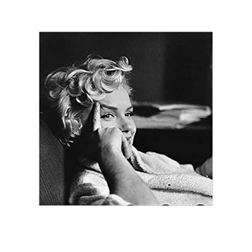 Marilyn Monroe Schwarz und Weiß Vintage Leinwand Kunst Berühmte Filmstars Poster Wohnzimmer Home Marilyn Monroe Wandbild Dekoration Ungerahmt,60x60cm von DFBFMO