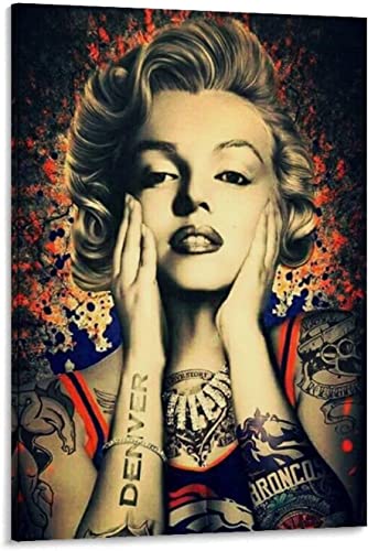 Marilyn Monroe Vintage Portrait Leinwand Gemälde Wandkunst Tattoo Frauen Poster und Drucke Home Decor Bilder für Schlafzimmer Wohnzimmer, rahmenlos,50x70cm von DFBFMO