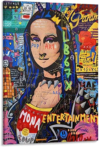 Mona Lisa Banksy Street Graffiti Kunst Poster und Drucke Die Kunst der Mona Lisa Malerei Lustiges Poster Kunstwerk Home Decor Malerei Leinwand Wandkunst Wohnzimmer Schlafzimmer Unframed,30×40cm von DFBFMO