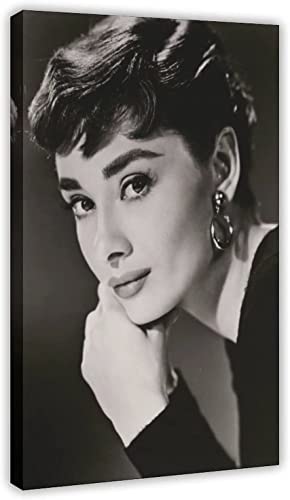 Schauspieler Audrey Hepburn Wandkunst Leinwand Poster Schlafzimmer Dekor Büro Dekor Schwarz-Weiß-Gemälde Bild Kunstwerk Heimdekoration für Wohnzimmer, ohne Rahmen,40x50cm von DFBFMO