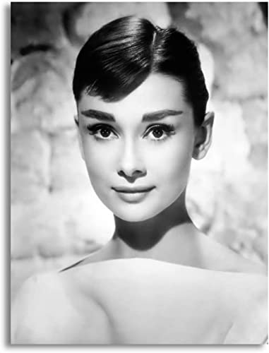 Sexy Filmstar-Wandkunst Audrey Hepburn Schwarz-Weiß-Leinwand-Poster Druck modernes Gemälde Bild Wohnzimmer Heimdekoration Audrey Hepburn-Kunstwerk, ungerahmt,30x45cm von DFBFMO