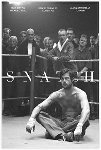 Snatch Brad Pitt Filmposter Kunstdruck Gemälde Schlafzimmer Dekoration Sport Landschaft Büro Zimmer Geschenk Vintage-Stil Schwarz-Weiß-Wanddekoration Bild Kunstwerk, ohne Rahmen,30x45cm von DFBFMO