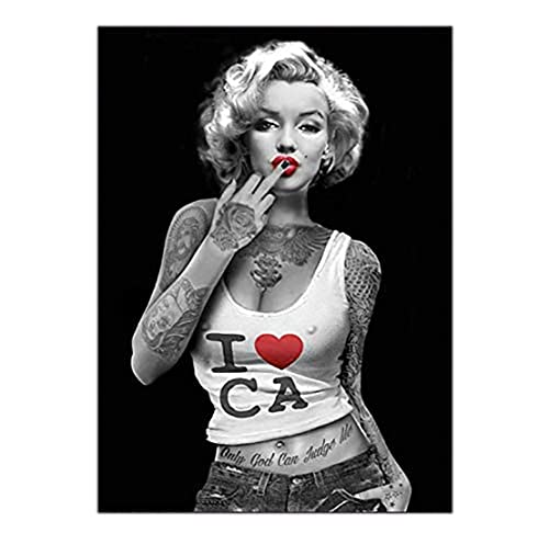 Wand Kunst Bild Leinwand Marilyn Monroe Schauspielerin Schönheit Tattoo Malerei Wand Kunst Poster und Drucke Wand Bild Kunstwerk für Wohnzimmer Dekor Unframed,30×45cm von DFBFMO